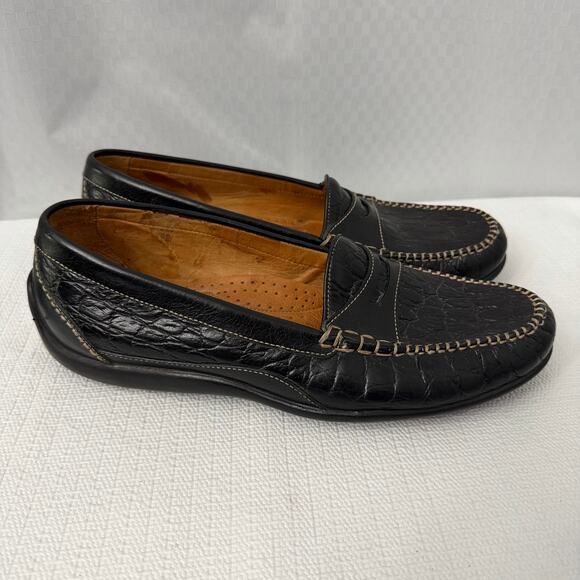 Martin Dingman Shoes Men\'s 9.5 M Wallace Crocodile Grain Black Driving Loafer main image 7